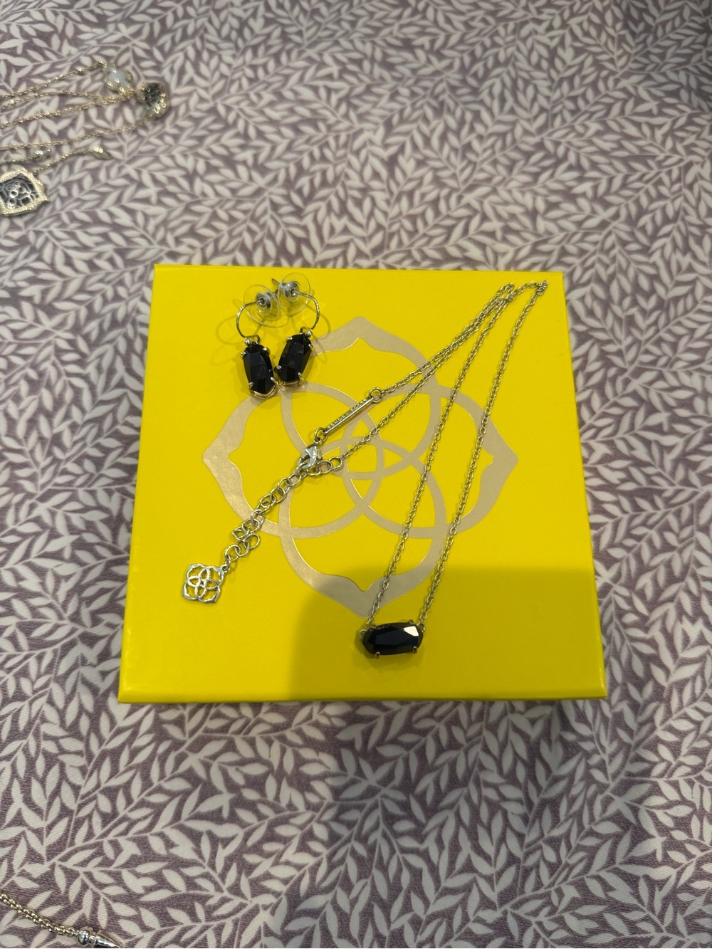 Kendra Scott gold tone Necklace and Earring Set with Black Stones